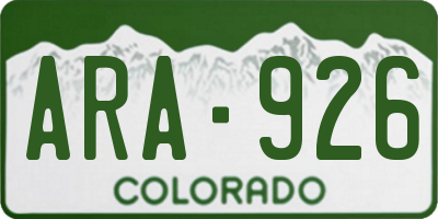 CO license plate ARA926