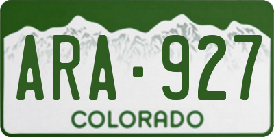 CO license plate ARA927