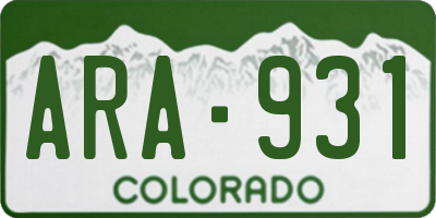CO license plate ARA931