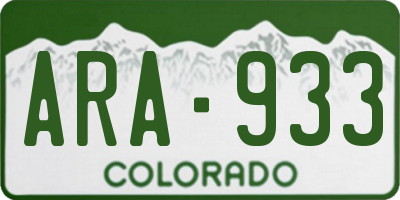 CO license plate ARA933