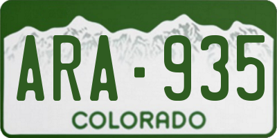 CO license plate ARA935