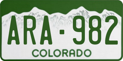 CO license plate ARA982