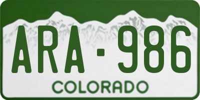CO license plate ARA986
