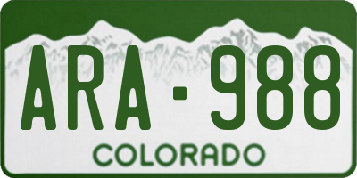 CO license plate ARA988