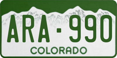 CO license plate ARA990