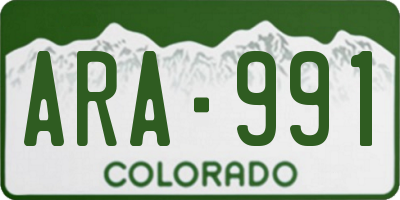 CO license plate ARA991