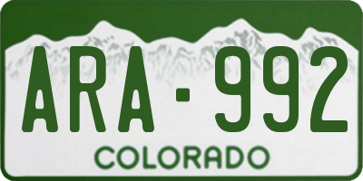CO license plate ARA992