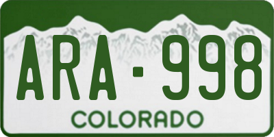 CO license plate ARA998