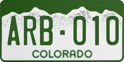 CO license plate ARB010