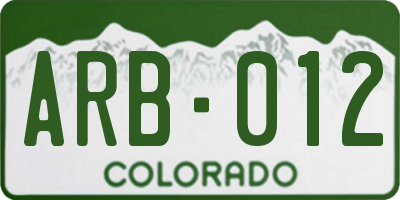 CO license plate ARB012