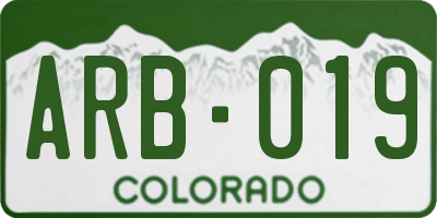 CO license plate ARB019