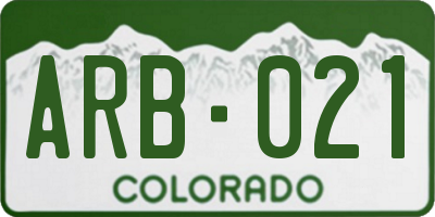 CO license plate ARB021