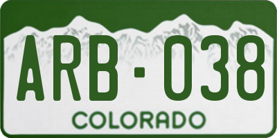 CO license plate ARB038