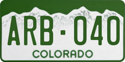 CO license plate ARB040