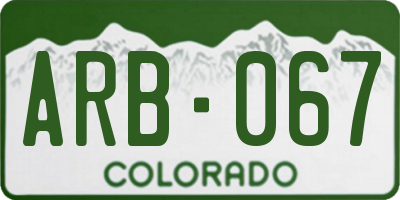 CO license plate ARB067