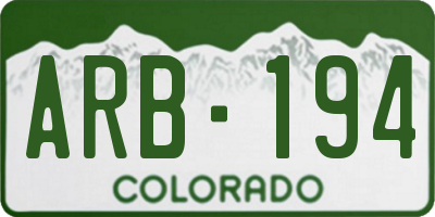 CO license plate ARB194