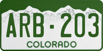 CO license plate ARB203