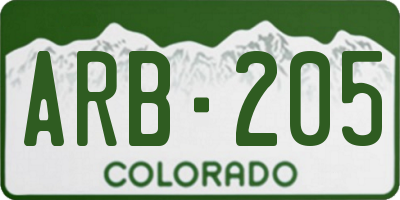 CO license plate ARB205