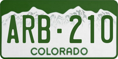 CO license plate ARB210