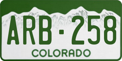 CO license plate ARB258