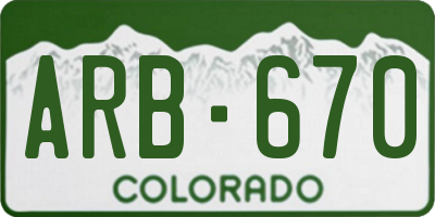 CO license plate ARB670
