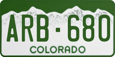 CO license plate ARB680