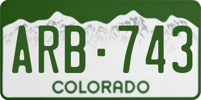 CO license plate ARB743