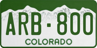 CO license plate ARB800