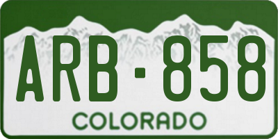 CO license plate ARB858
