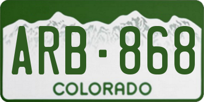 CO license plate ARB868