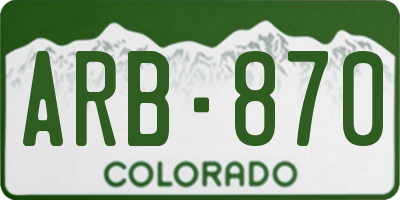 CO license plate ARB870