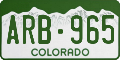 CO license plate ARB965