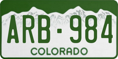 CO license plate ARB984