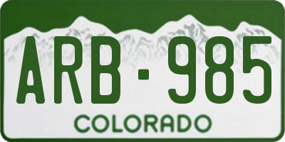 CO license plate ARB985