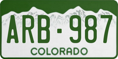 CO license plate ARB987