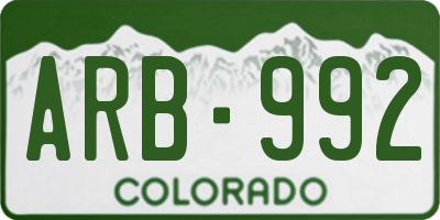 CO license plate ARB992