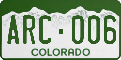 CO license plate ARC006