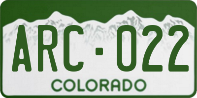 CO license plate ARC022