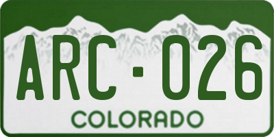 CO license plate ARC026