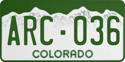 CO license plate ARC036