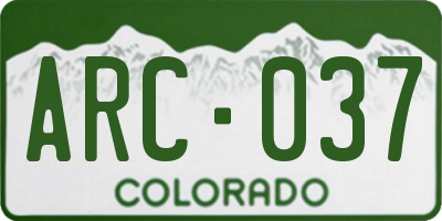 CO license plate ARC037