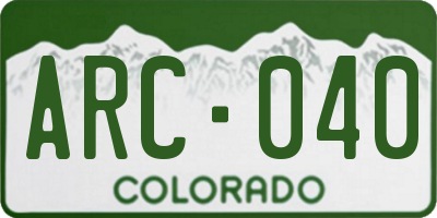 CO license plate ARC040