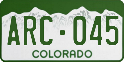 CO license plate ARC045