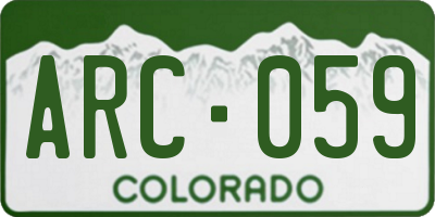 CO license plate ARC059