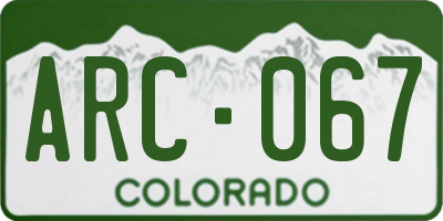 CO license plate ARC067