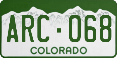 CO license plate ARC068