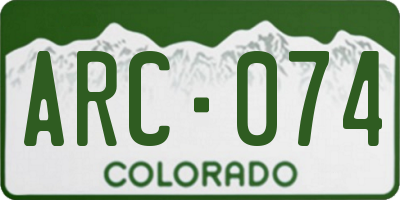 CO license plate ARC074