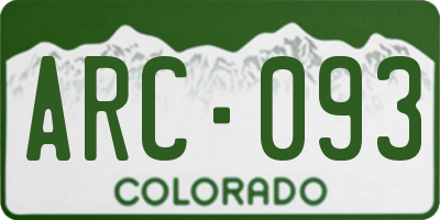 CO license plate ARC093