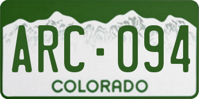 CO license plate ARC094