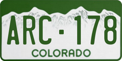 CO license plate ARC178